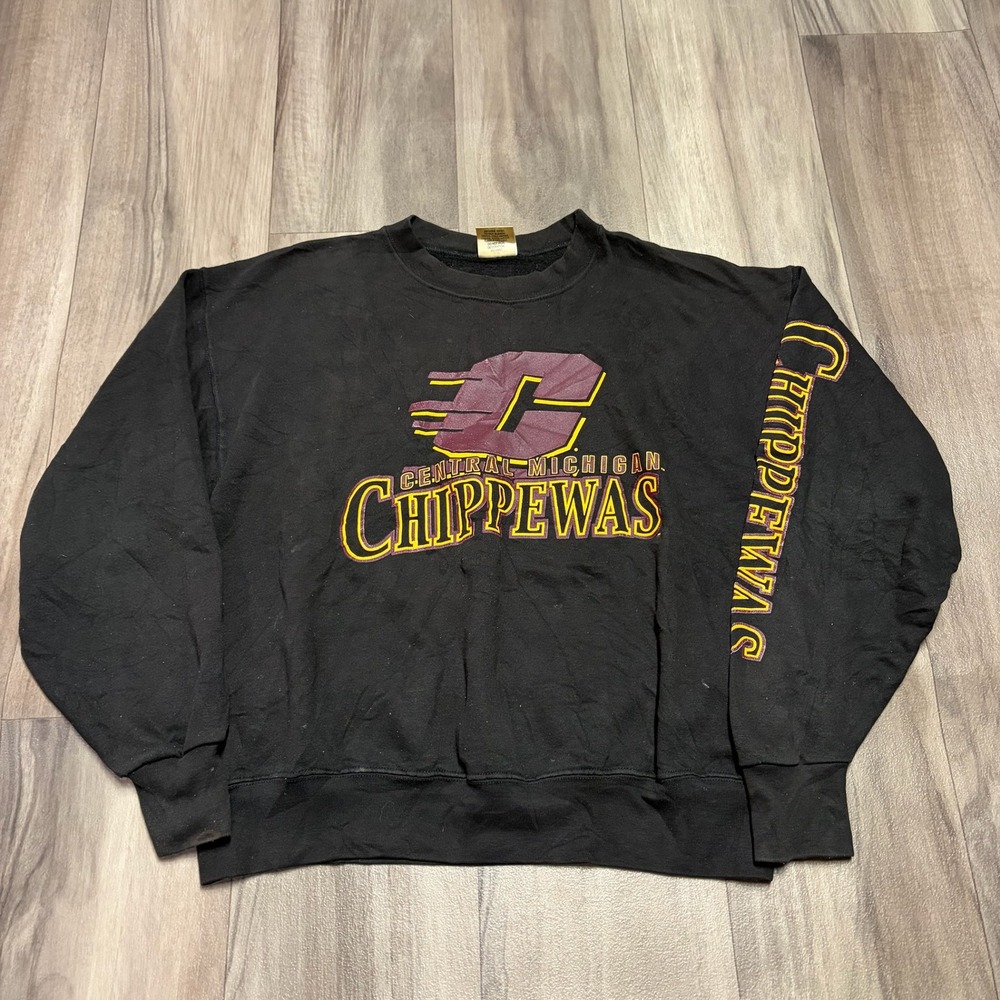 Vintage Central Michigan Chippewas Sweatshirt The Cotton Exchange Black Large